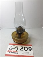 Oil Lamp Amber Base 13" Tall