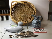 Lg Basket 20" Across, Ceramic items as Displayed