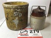 Western Stoneware and Wire Top Crock