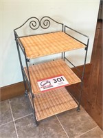 3-Tier Iron with Woven Wicker Stand 27 x 14.5 x