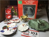 Christmas Platter, Candy Dishes, Mug as Displayed