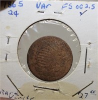 RARE 1865 US TWO CENT PIECE !