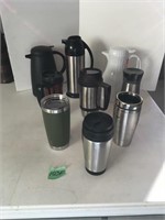 asst carafes, thermos cups