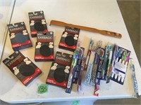 earbags, toothbrushes, back scratcher
