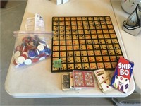 glass board, chips, cards