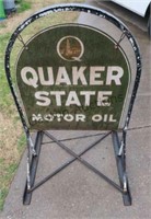 Quaker State double sided sign on stand