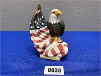 Porcelain Eagle & American Flag Stand 7"