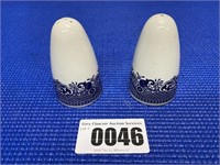 Blue & White Ceramic Salt & Pepper Shakers 3"