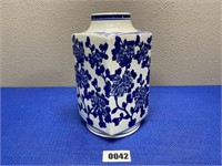 Blue & White Squared Vase 11"