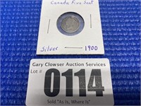 1900 Silver Canadian Five Cent