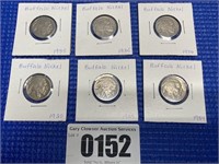 Buffalo Nickel 1920,1929,1934,2-1935,1936