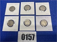 Buffalo Nickel 1935,2-1936,2-1937,1938