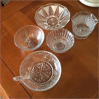 5 glass/crystal bowls, dishes