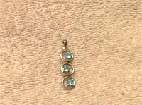 Sterling Triple Blue Topaz Pendant Necklace