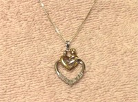 Sterling Silver Mother And Child Heart Pendant