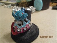 Unusual Colorful Stone Pig Ring