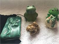 Clay works Frog Tile and Assorted Knick Knacks