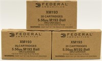 60 Rounds Of Federal XM193 5.56 NATO Ammunition