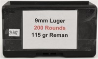 200 Rounds Of Remanufactured 9mm Luger Ammo