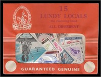 Lundy Stamps 15 Different in Souvenir Packet
