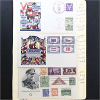 US Stamps 3 VE / VJ Day Covers, CA & UA incl Staeh