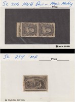 US Stamps #306 Mint Pair with Imprint