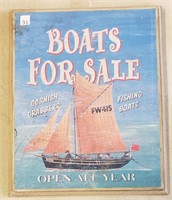 Boats For Sale Plaque,  About 9" x 11"