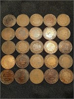 1920 Canadian Large Cent Pennies - 25 pennies