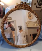 Wood Fame Round Mirror