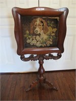 VICTORIAN NEEDLE POINT  DOG FIRE SCREEN