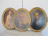 3 VICTORIAN OVAL FRAMES W/ NEWER PICTURES