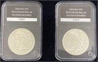 1935-s Peace Silver Dollar 3 Rays/4 Rays 2-pc Set