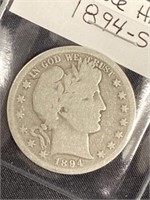 1894-s Barber Silver Half Dollar