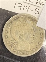 1914-s Barber Silver Half Dollar