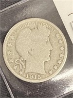 1915-d Barber Silver Half Dollar