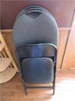 3 Folding Upholstered Chairs & 1 Metal