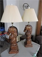 Pair Vintage Ceramic Table Lamps 33"T