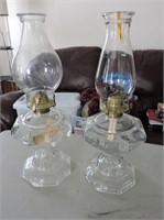 Pair Vintage Oil Lamps 18"T