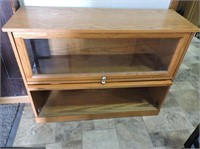 Oak Double BookcaseW Glass Doors