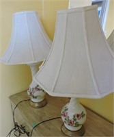 Pair Milk Glass Table Lamps 27"T