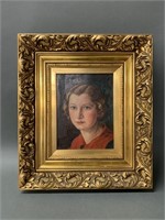Oil on Board Portrait in Gilt Frame