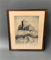 Early Chateau Frontenac Ltd Edition Etching on Pap