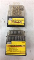 10 pc power nut driver set & 13 pc Drill bit set