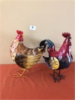 2 Decorative Metal Roosters