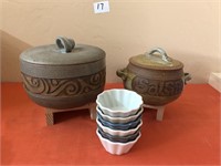 Signed Stoneware Casseroles +