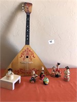 3 Red String Balalaika Russian Folk Instrument ++