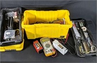 Tool Box Full of Electrical Supplies & Multimeter