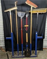 Industrial Broom Rack With Brooms