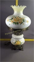 Yellow flower hurricane lamp