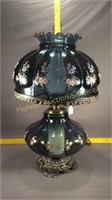 Vintage Blue Floral Hurricane Lamp